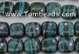 CSJ233 15.5 inches 12*12mm square dyed green silver line jasper beads