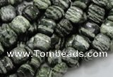 CSJ25 15.5 inches 8*8mm square green silver line jasper beads