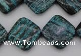 CSJ255 15.5 inches 20*20mm diamond dyed green silver line jasper beads