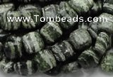 CSJ26 15.5 inches 10*10mm square green silver line jasper beads