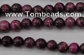 CSJ262 15.5 inches 8mm round dyed green silver line jasper beads