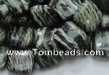 CSJ27 15.5 inches 12*12mm square green silver line jasper beads