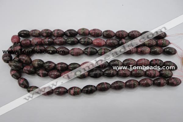 CSJ271 15.5 inches 10*14mm rice dyed green silver line jasper beads