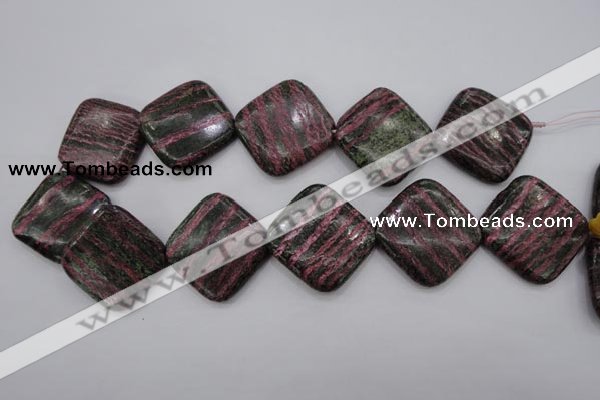 CSJ280 15.5 inches 30*30mm diamond dyed green silver line jasper beads