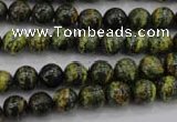 CSJ292 15.5 inches 8mm round dyed green silver line jasper beads