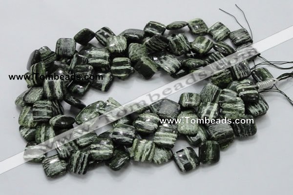 CSJ31 15.5 inches 15*15mm diamond green silver line jasper beads