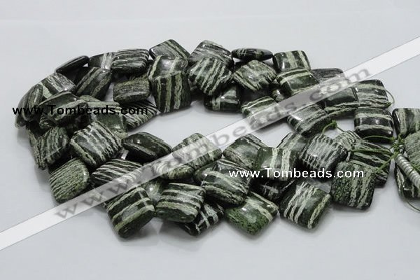 CSJ32 15.5 inches 20*20mm diamond green silver line jasper beads