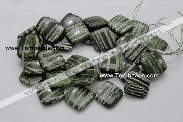 CSJ33 15.5 inches 30*30mm diamond green silver line jasper beads