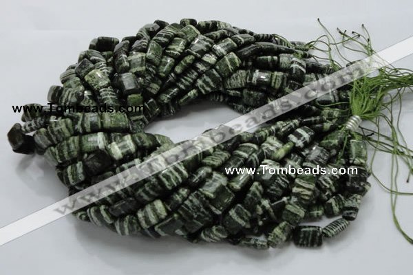 CSJ36 15.5 inches 10*14mm rectangle green silver line jasper beads