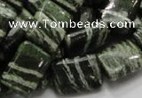 CSJ37 15.5 inches 13*18mm rectangle green silver line jasper beads