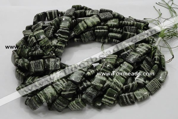 CSJ37 15.5 inches 13*18mm rectangle green silver line jasper beads