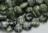 CSJ41 15.5 inches 10mm flat round green silver line jasper beads