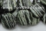 CSJ44 15.5 inches 20mm flat round green silver line jasper beads