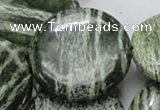 CSJ48 15.5 inches 40mm flat round green silver line jasper beads