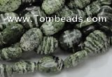 CSJ50 15.5 inches 8*12mm oval green silver line jasper beads