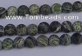 CSJ500 15.5 inches 4mm round matte green silver line jasper beads