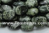 CSJ51 15.5 inches 10*14mm oval green silver line jasper beads