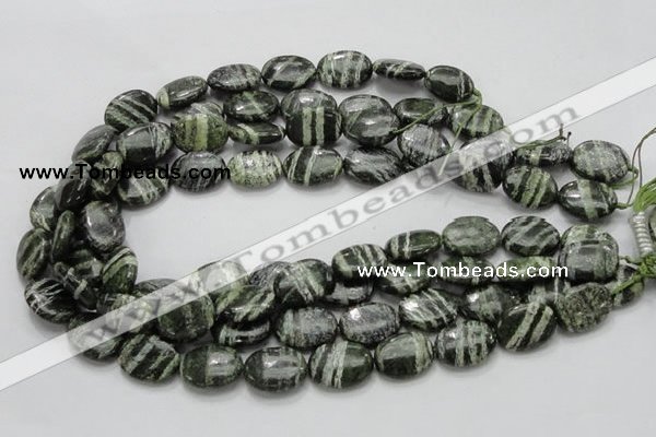 CSJ53 15.5 inches 15*20mm oval green silver line jasper beads