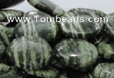 CSJ54 15.5 inches 18*25mm oval green silver line jasper beads