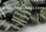 CSJ58 15.5 inches 20*40mm oval green silver line jasper beads