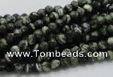 CSJ62 15.5 inches 4mm faceted round green silver line jasper beads