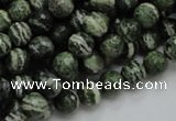 CSJ64 15.5 inches 8mm faceted round green silver line jasper beads