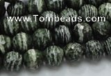 CSJ65 15.5 inches 10mm faceted round green silver line jasper beads