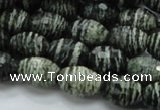 CSJ73 15.5 inches 11*16mm faceted rice green silver line jasper beads