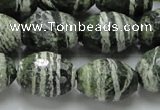 CSJ74 15.5 inches 15*20mm faceted rice green silver line jasper beads