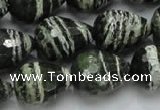 CSJ77 15.5 inches 15*20mm faceted teardrop green silver line jasper beads