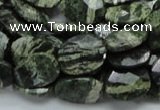 CSJ78 15.5 inches 12*16mm faceted oval green silver line jasper beads