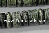 CSJ85 15.5 inches 6*18mm & 12*18mm rondelle green silver line jasper beads