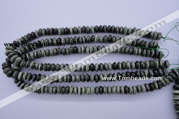 CSJ88 15.5 inches 5*10mm rondelle green silver line jasper beads