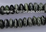 CSJ89 15.5 inches 6*12mm rondelle green silver line jasper beads