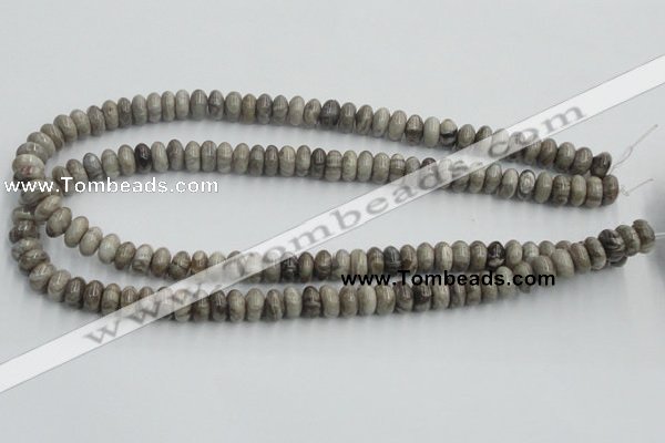 CSL02 15.5 inches 5*10mm rondelle silver leaf jasper beads wholesale