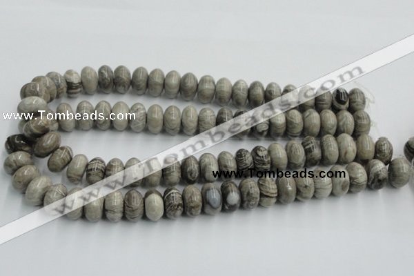 CSL03 15.5 inches 9*16mm rondelle silver leaf jasper beads wholesale