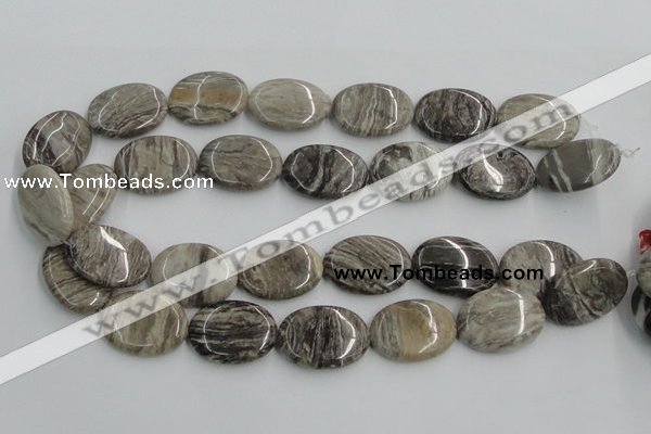 CSL06 15.5 inches 22*30mm oval silver leaf jasper beads wholesale