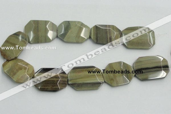 CSL08 15.5 inches 30*40mm octagonal silver leaf jasper beads wholesale