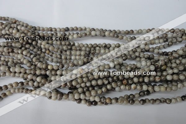 CSL10 15.5 inches 4mm round silver leaf jasper beads wholesale