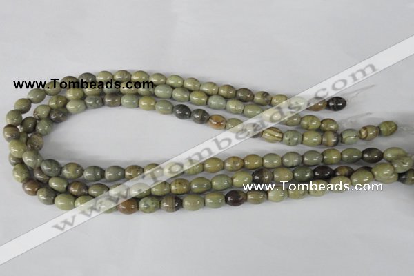 CSL103 15.5 inches 8*10mm rice silver leaf jasper beads wholesale