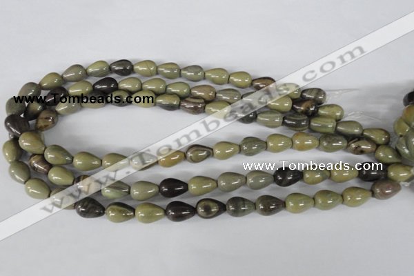 CSL104 15.5 inches 10*14mm teardrop silver leaf jasper beads wholesale