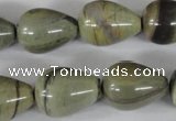 CSL105 15.5 inches 15*20mm teardrop silver leaf jasper beads wholesale