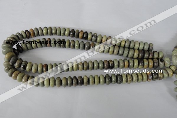 CSL109 15.5 inches 6*12mm rondelle silver leaf jasper beads wholesale