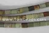 CSL111 15.5 inches 6*6mm column silver leaf jasper beads wholesale