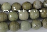 CSL112 15.5 inches 12mm faceted round silver leaf jasper beads