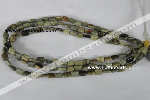 CSL119 15.5 inches 8*10mm rectangle silver leaf jasper beads wholesale