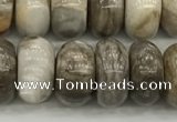 CSL128 15.5 inches 6*10mm rondelle sliver leaf jasper beads