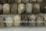 CSL131 15.5 inches 4*6mm faceted rondelle sliver leaf jasper beads