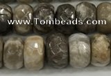 CSL132 15.5 inches 5*8mm faceted rondelle sliver leaf jasper beads