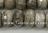 CSL133 15.5 inches 6*10mm faceted rondelle sliver leaf jasper beads